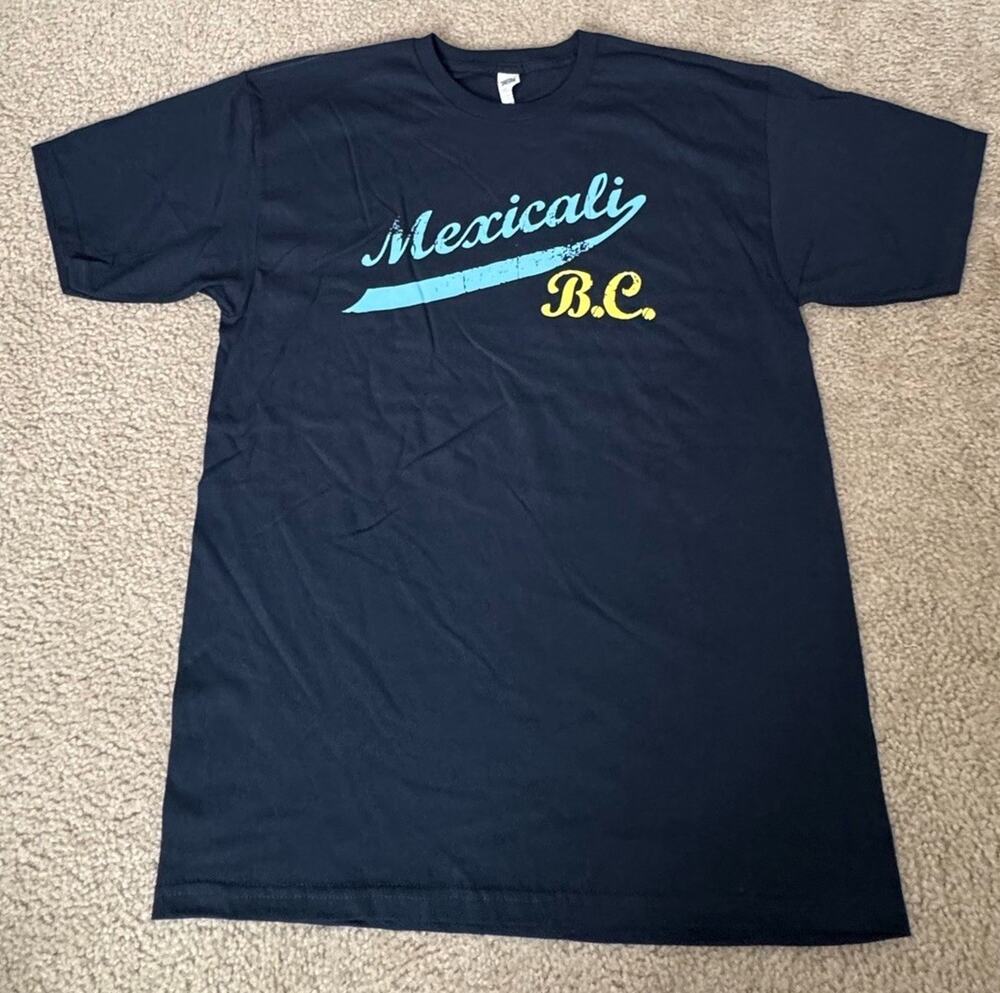 Alstyle Mexicali B.C. Mexico Graphic T Shirt Mens Large Navy 100% Cotton NEW